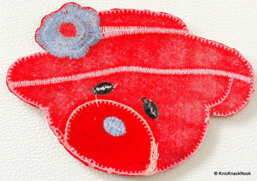 1 x Red Bear Embroidered Applique Patch, Kids applique, Teddy Bear Motif